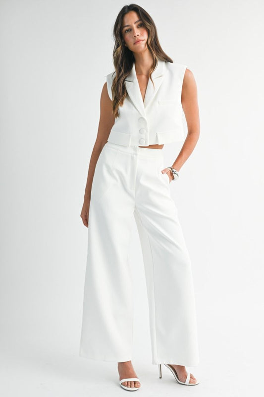 Power Chic: Wide-Leg Pants & Cropped Blazer Set