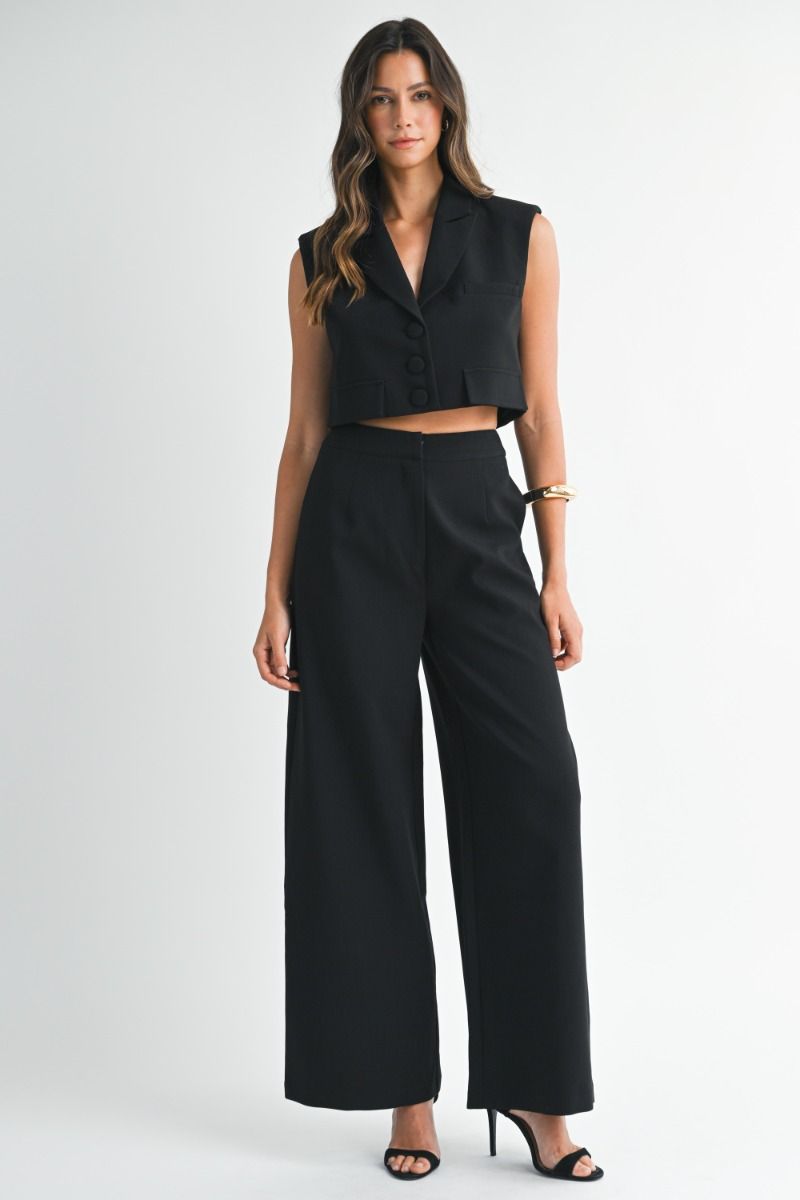 Power Chic: Wide-Leg Pants & Cropped Blazer Set