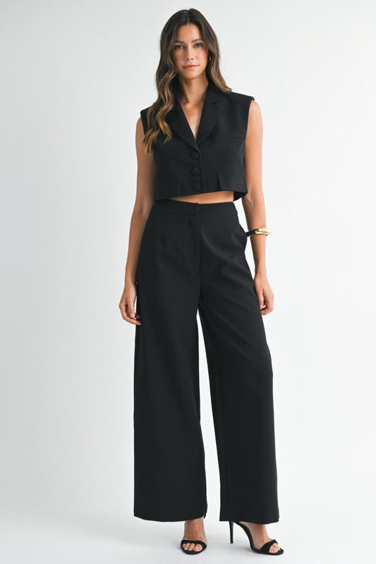 Power Chic: Wide-Leg Pants & Cropped Blazer Set