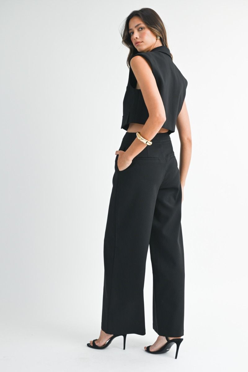 Power Chic: Wide-Leg Pants & Cropped Blazer Set