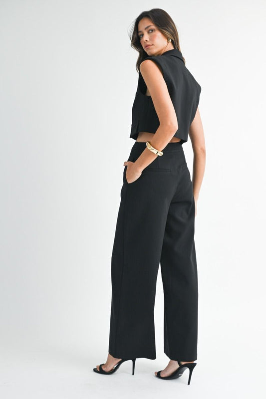 Power Chic: Wide-Leg Pants & Cropped Blazer Set