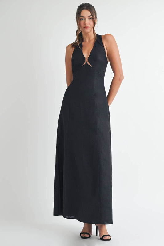 Black Linen Maxi Dress
